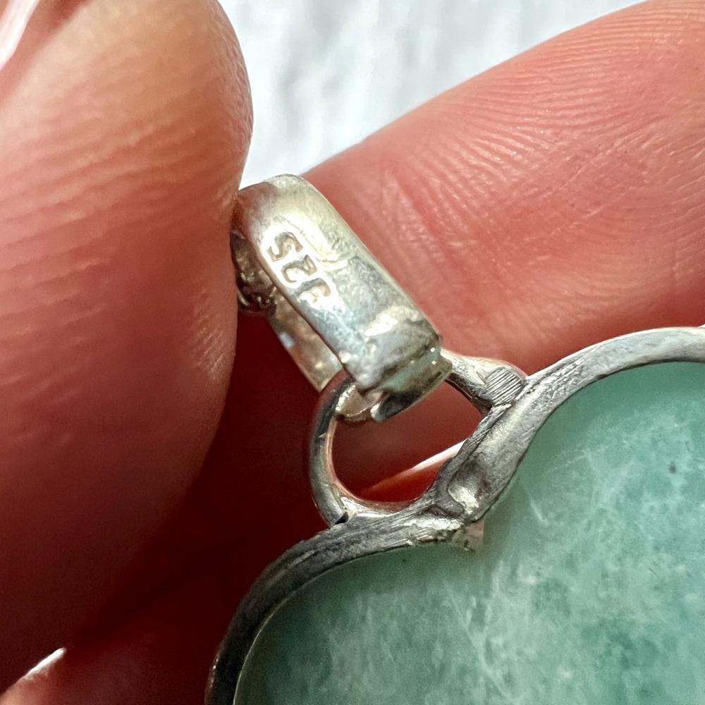 925 Peaceful HEART Amazonite Necklace Pendant - Picture 6 of 7